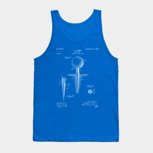 Golf Tee Patent - Golfing Tee Art - Blueprint Tank Top